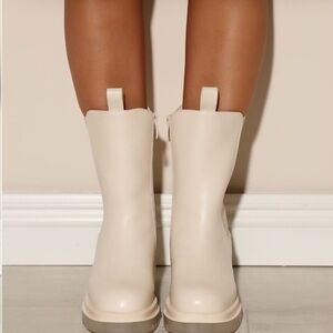 NWOT. Beige fashion booties.